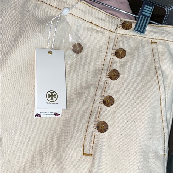 NWT Tory Burch Twill Button Front Trousers - Picture 3 of 9